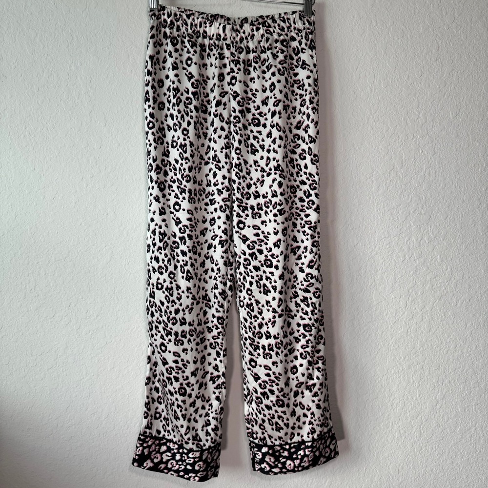 Victorias Secret Pink Black Leopard Satin Pajama Pants Small 382285-F2J